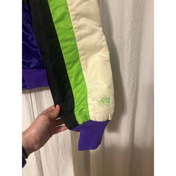 Vintage Arctic Cat Racing Jacket Women’s Medium Black Purple Green Snowmobiling - Picture 3 of 7
